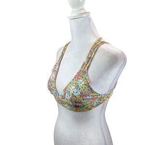 Kulani Kinis Brand Floral Triple Straps Bikini Top Size Small